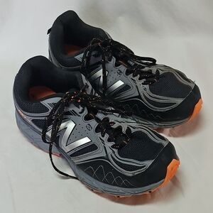 New Balance Men’s Black & Gray Athletic Trail Shoes with Orange Accents